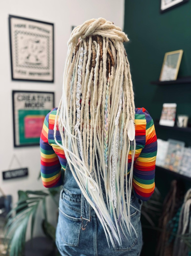 Platinum locs & rainbow stripes