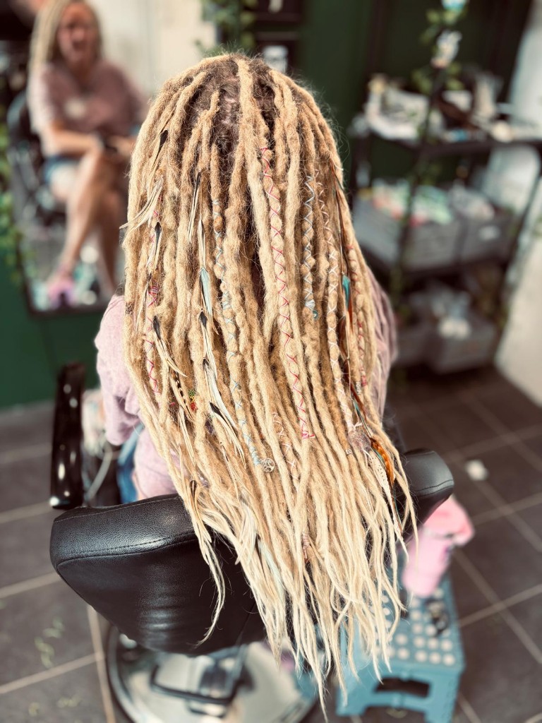 Ginger braids in the chair
