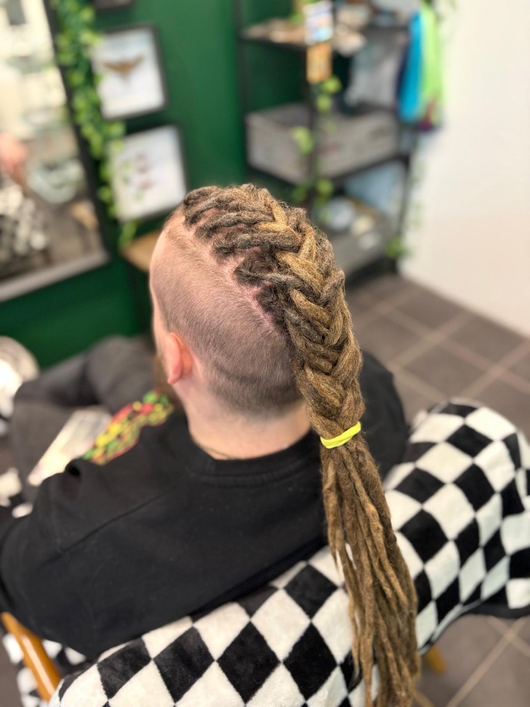 Wrapped brown & blonde locs